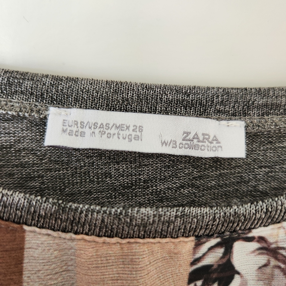 Zara Patchwork Print Top Semi Sheer Lightweight Hippie Festival Prairie Comfy - Picture 10 of 13